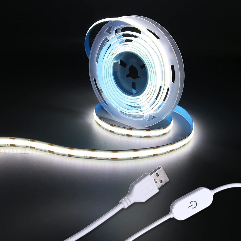 Hongtop COB LED Streifenleuchten 5V USB 6,56ft/2m 640LEDs Berührungsschrittlos Dimmbar 6000K Weiß 13W