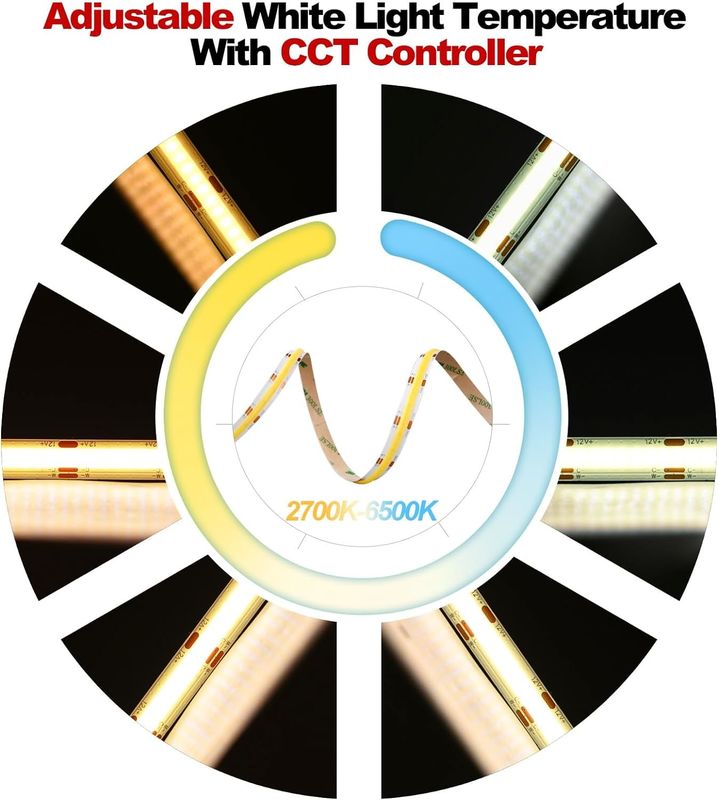 560LEDs COB LED Streifen 90 CRI CCT Flexible COB 3M mit Adapter und Mini-HF-Controller