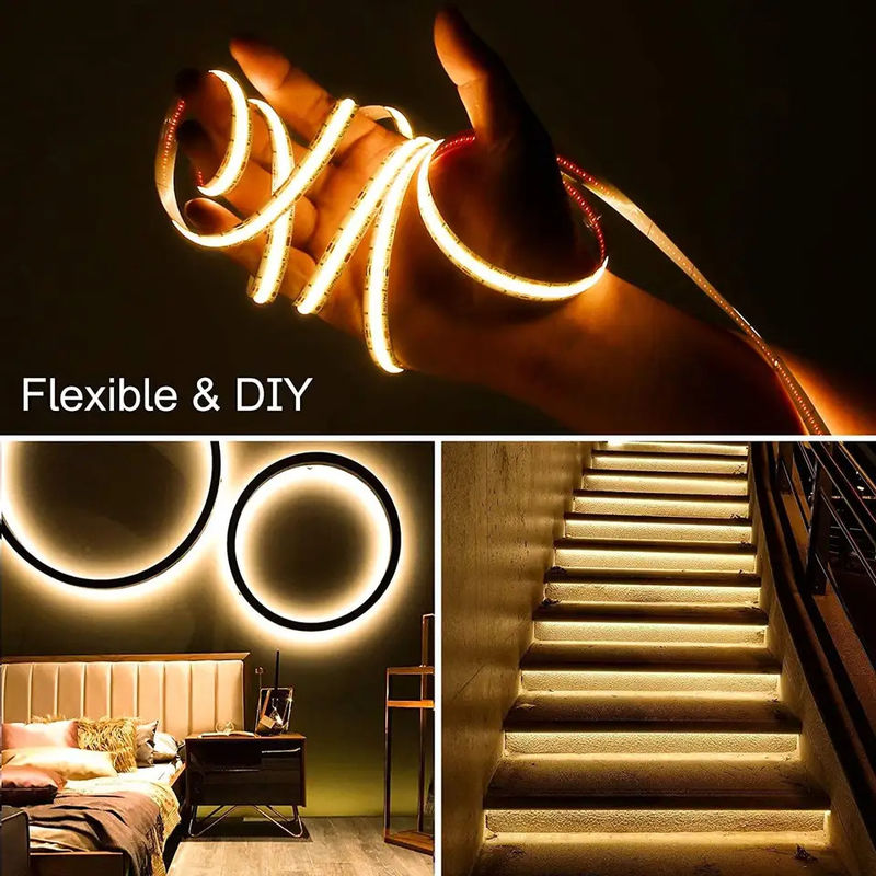 300LEDs Dampfdichtes Anpassbares 90Ra Spannungsloses COB-LED-Band mit 4cm Schneidlänge für Heimbeleuchtung