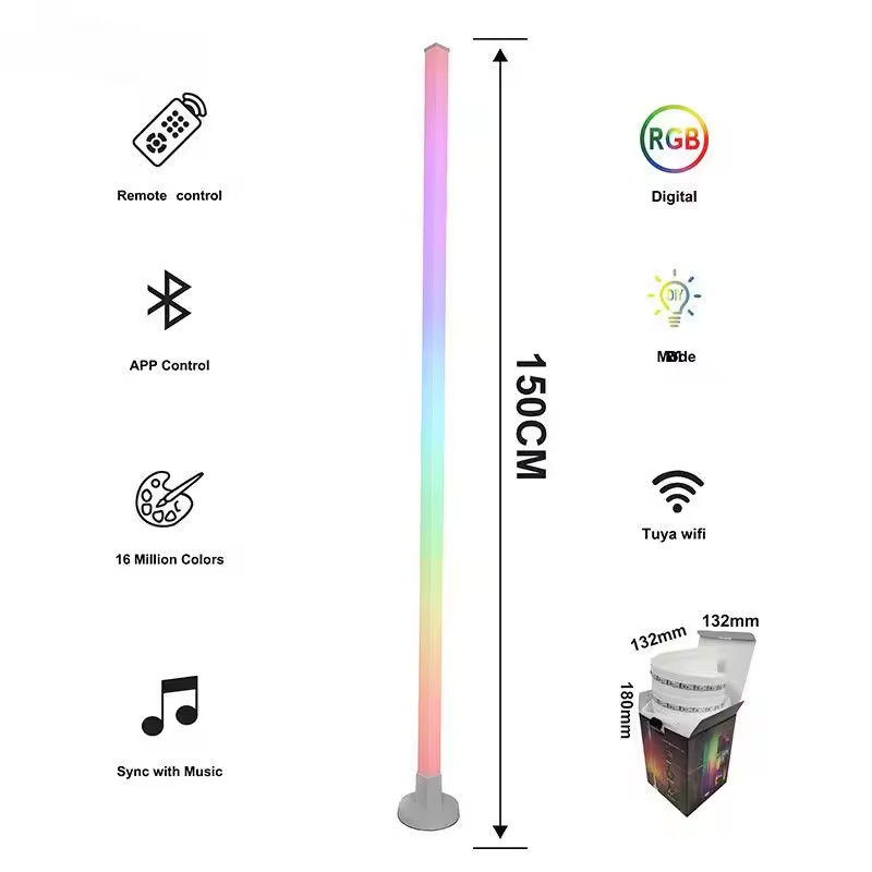 USB-Sound-aktivierte LED-RGB-Eckbodenlampe Büro Spielzimmer WIFI / IR Fernbedienung