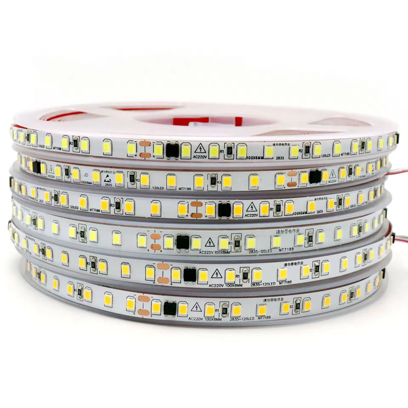 IP20 2835 220v LED-Lichtstreifen Hochspannung 8MM 120led/M 240led/M Hohe Helligkeit 2835 Selbstklebstoff In Europa