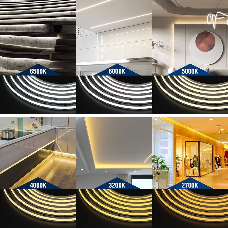 COB LED Streifenleuchten CCT (2700K-6500K Stimmbar) 2M 560LEDs/m CRI90 Led Tape Light Kit mit Boxpackung Led Streifen für Zuhause