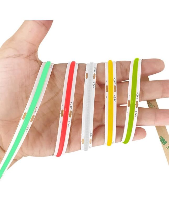 CE ROHS Zertifikat COB Streifenlicht Rot Grün Blau Rosa Hohe Dichte 480 Streifenlicht Flexible Board 24V 12V