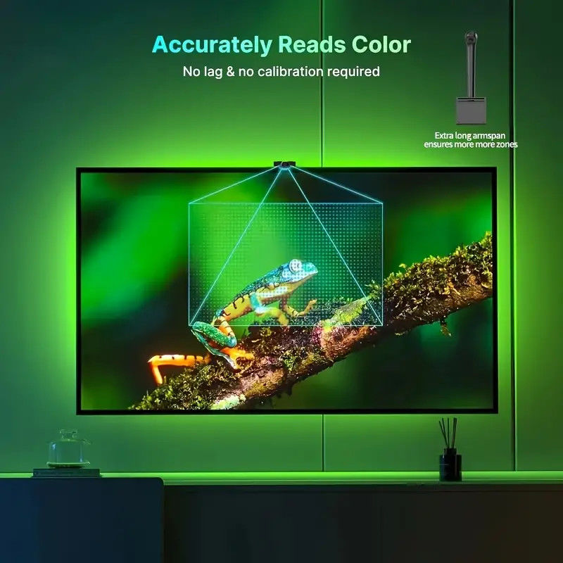 WiFi LED TV Hintergrundlicht mit Sensor für 55-75 Zoll Fernseher und PC RGBIC App-Steuerung Kompatibel mit Alexa und Google Assistant