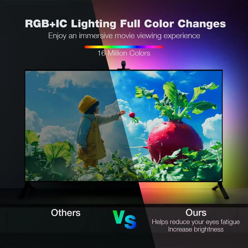 65-75 Zoll Alexa Google Home Ambient Smart App Wifi Immersion TV Hintergrundleuchten mit Kamera RGBIC