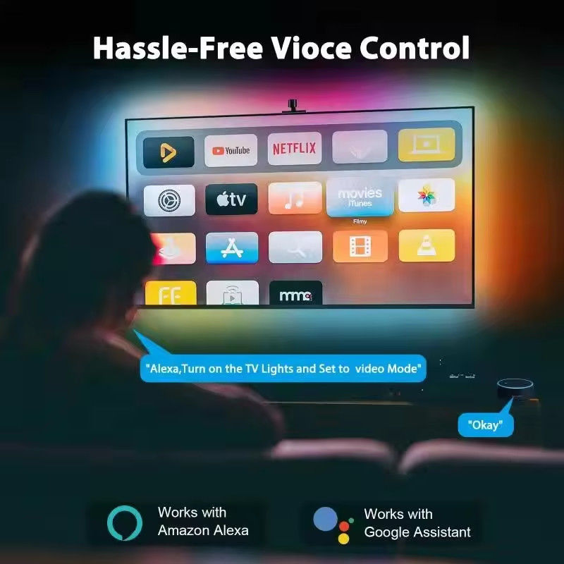 Heimdekoration 3.8M 5M USB IP20 TV LED Hintergrundleuchten mit Musik WIFI TUYA Smart Home APP Steuerung