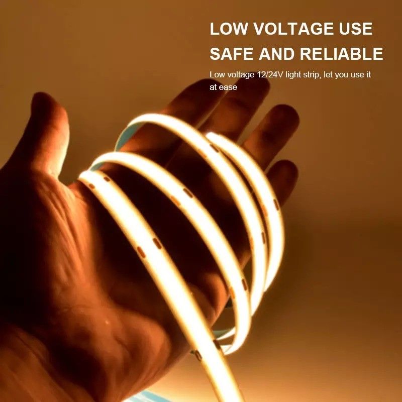 12V 24V wasserdicht IP65 IP67 IP68 CRI90 Dimmbarer 5M Flexibler COB-LED-Band für den Innen-Außenbereich
