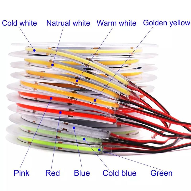 Flexible Cob Led Streifen mit warmer weißer blauer Farbe und 90lm/w Lampen Lichtwirksamkeit