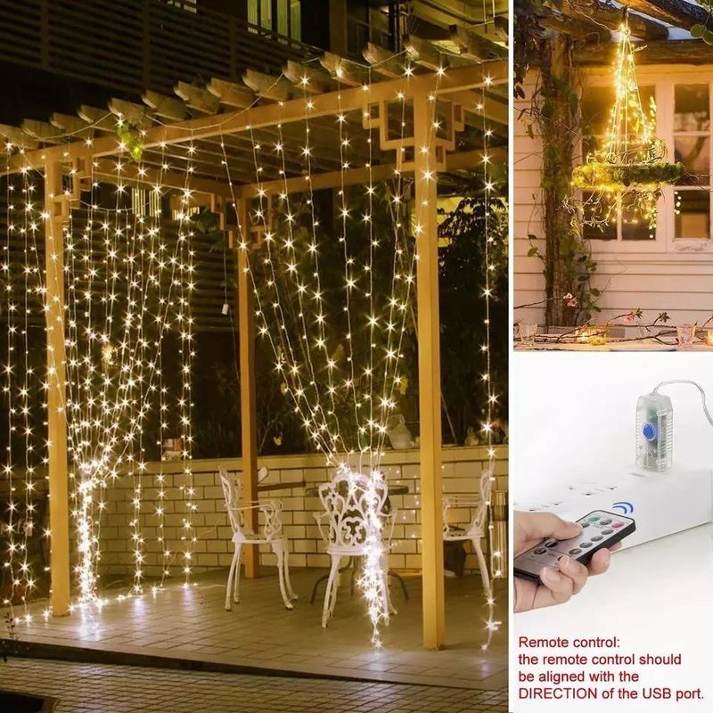 3500K warmes weißes LED Vorhanglicht für Schlafzimmerdekorationen 3x2.4m 240d USB-Strommodus
