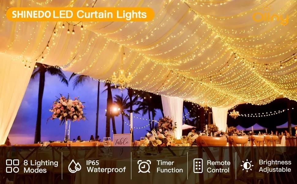 3500K warmes weißes LED Vorhanglicht für Schlafzimmerdekorationen 3x2.4m 240d USB-Strommodus