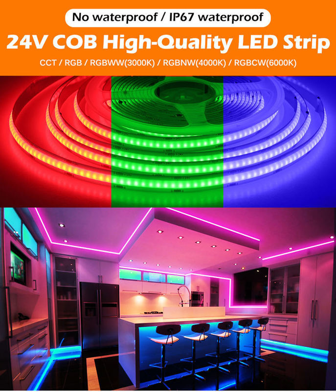LED-Band 5m/Lot Smd 320 384 840Leds/m Wasserdichtes flexibles Cob Led-Band Dc 24v Ra90 RGBCCT 3000k 4000k 6000k