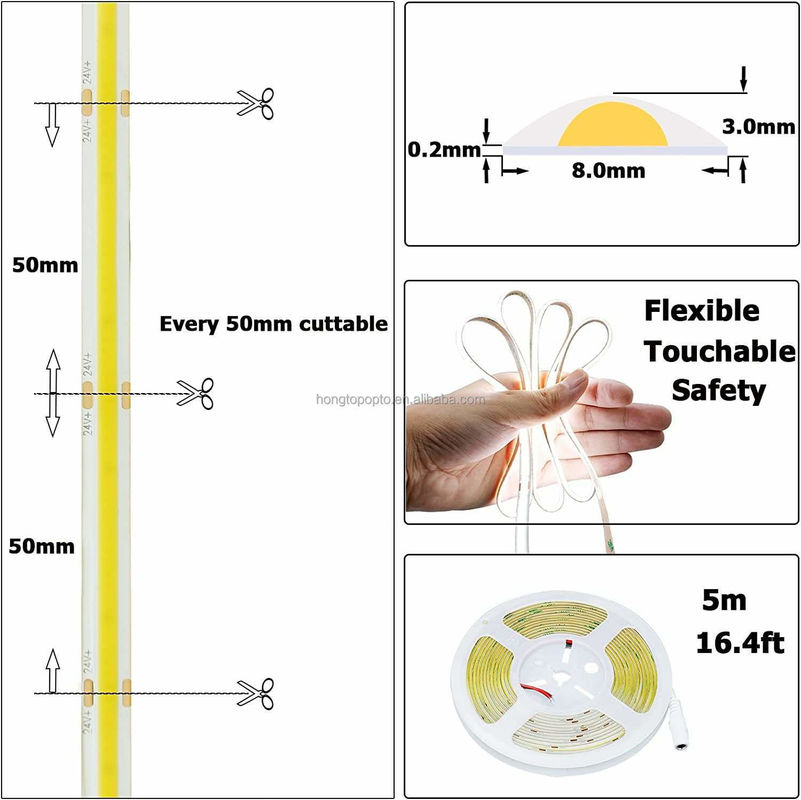 Keine Druckabfall COB LED-Streifen DC24V CRI90 312LEDs/m 10Meter Arbeitszeit 30000 Stunden