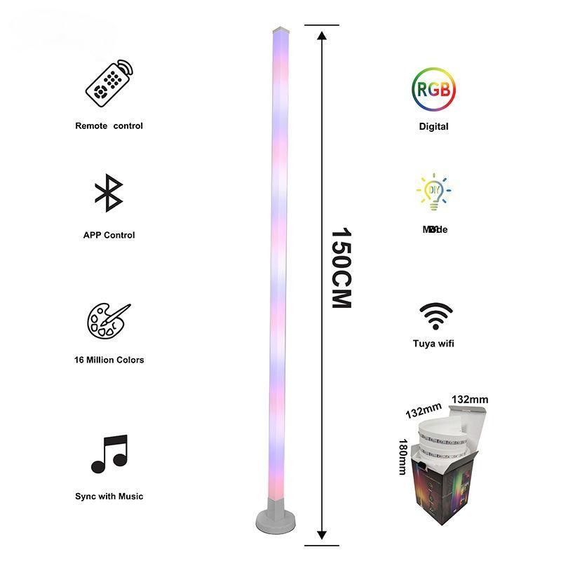 Metallglasschatten Umgebungsbodenlicht 150cm Farbenfrohe Fernbedienung Fußbodenlampe für Schlafzimmer