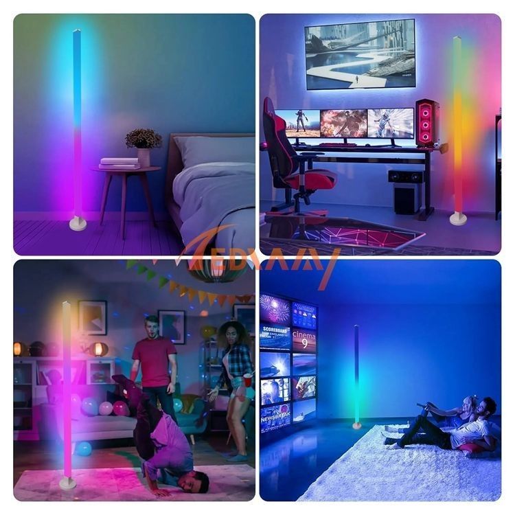Metallglasschatten Umgebungsbodenlicht 150cm Farbenfrohe Fernbedienung Fußbodenlampe für Schlafzimmer