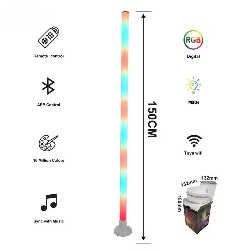 1.5M ASB Smart Home LED-Streifen mit IR-Fernbedienung und Musik RGBIC für Boden-Ecklampe