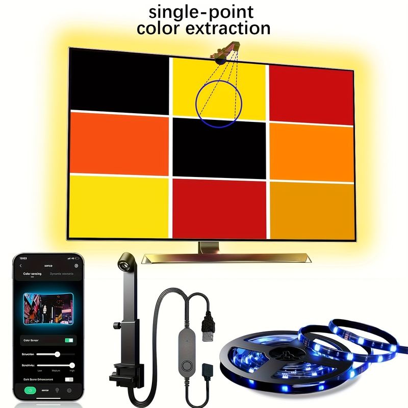 55-65 Zoll Alexa Google Home Ambient Smart App Wifi Immersion TV LED Hintergrundleuchten 3,8m 12,5ft ROLL mit Kamera