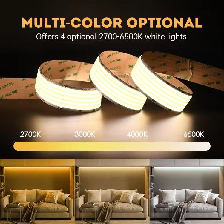 3- Ultra Wide 24V Weiß Warm Weiß COB LED Streifenlicht für LED Dekorationsbeleuchtung 90Ra