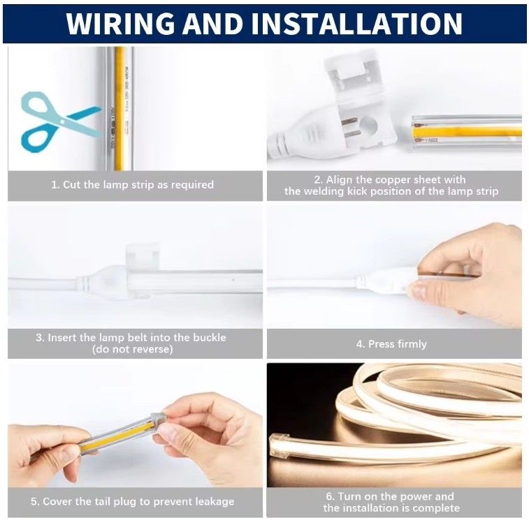 Flexible COB LED Streifenlicht 288 LEDs Hochspannung 110V 220V 2700K 3000K 4000K 6000K IP65