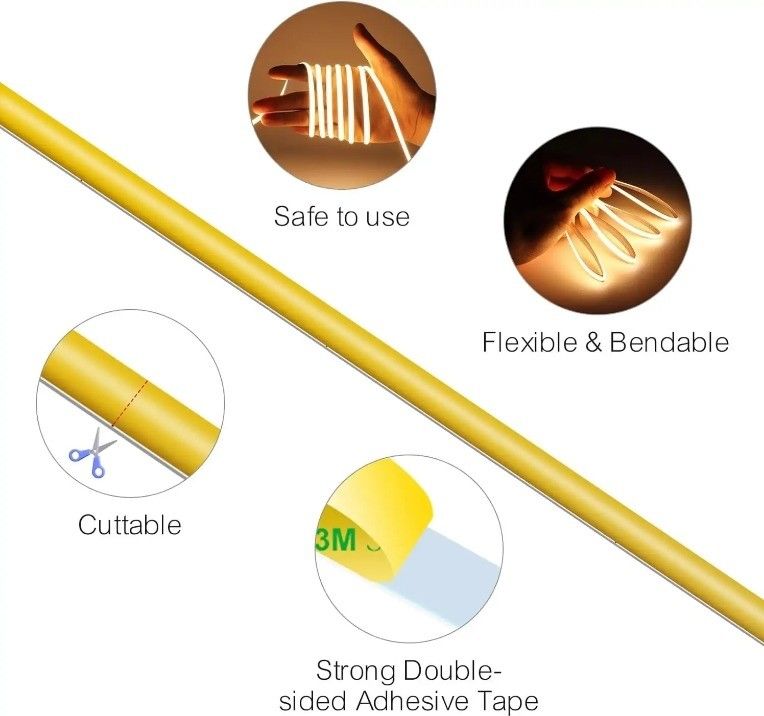 DC 12V 24V 5V Ultra-Schmale 3mm Dotless COB LED Streifenlicht für flexible Beleuchtung